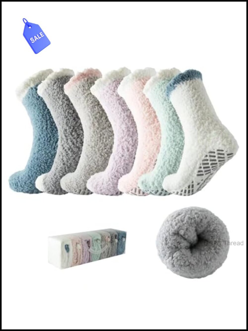 Fuzzy Socks with Grips Plush Cozy Winter Slipper Socks Non-Slip